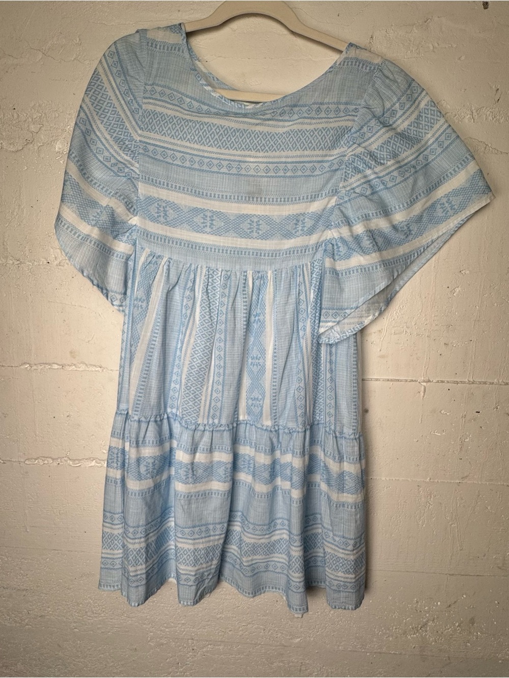 Anthro Maeve Vintage Denim lightweight Blue Striped 100% Cotton Summer Dress M - Picture 2 of 10